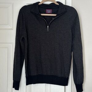UnTUCKit 100% Merino Wool Quarter Zip Gray Grey Stripe Size Extra Large Men